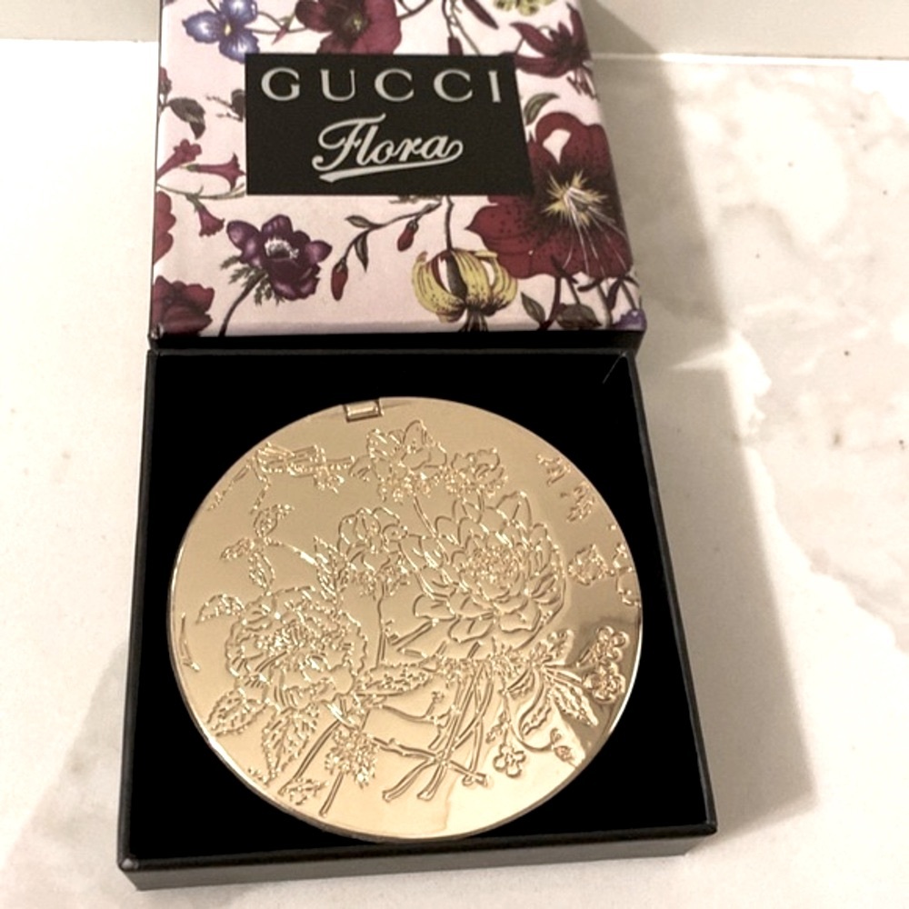 Nib- Gucci Flora Compact Mirror Gold-Tone View 6